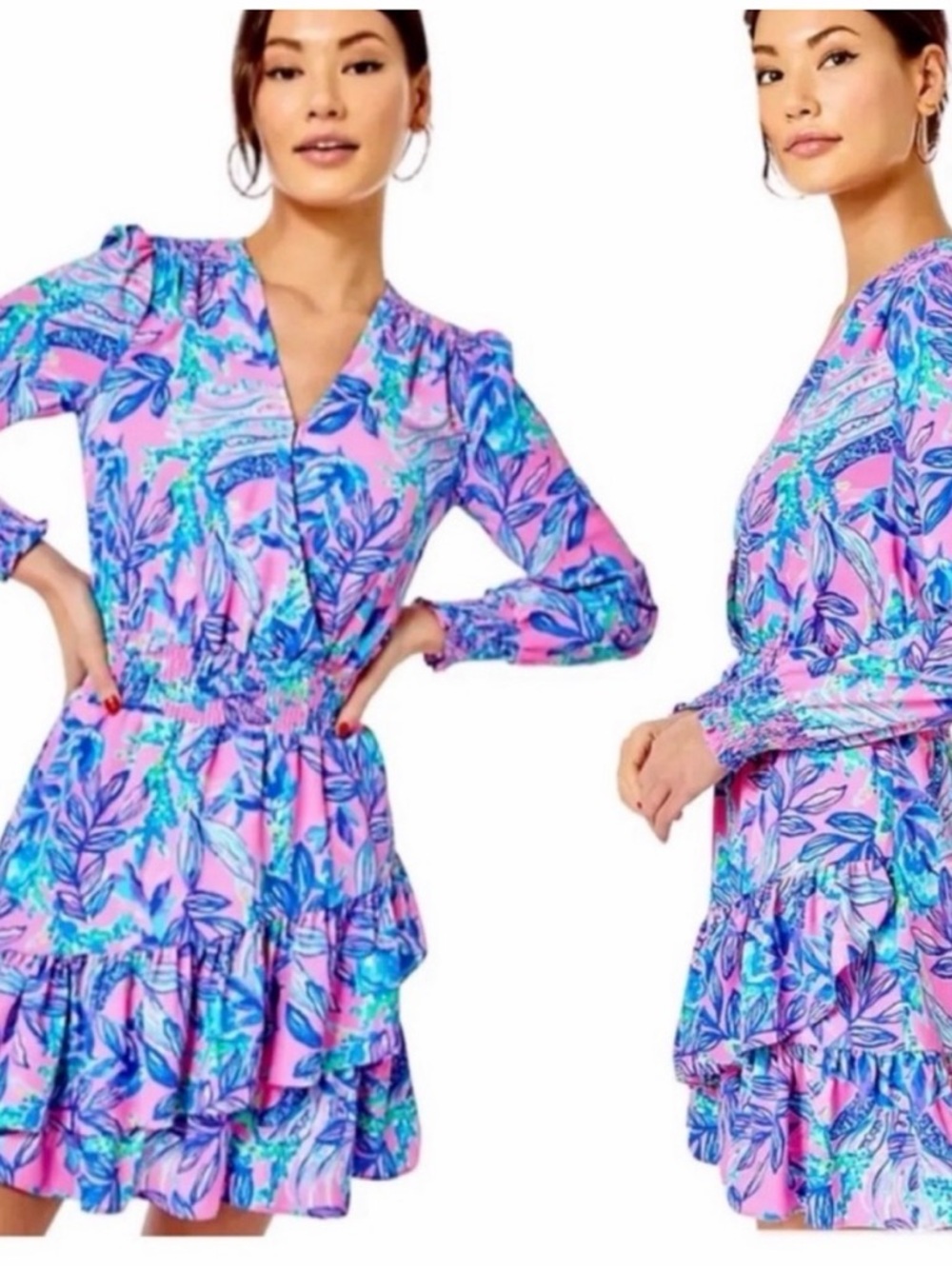 Lilly Pulitzer Pink & Blue Abstract Floral Top